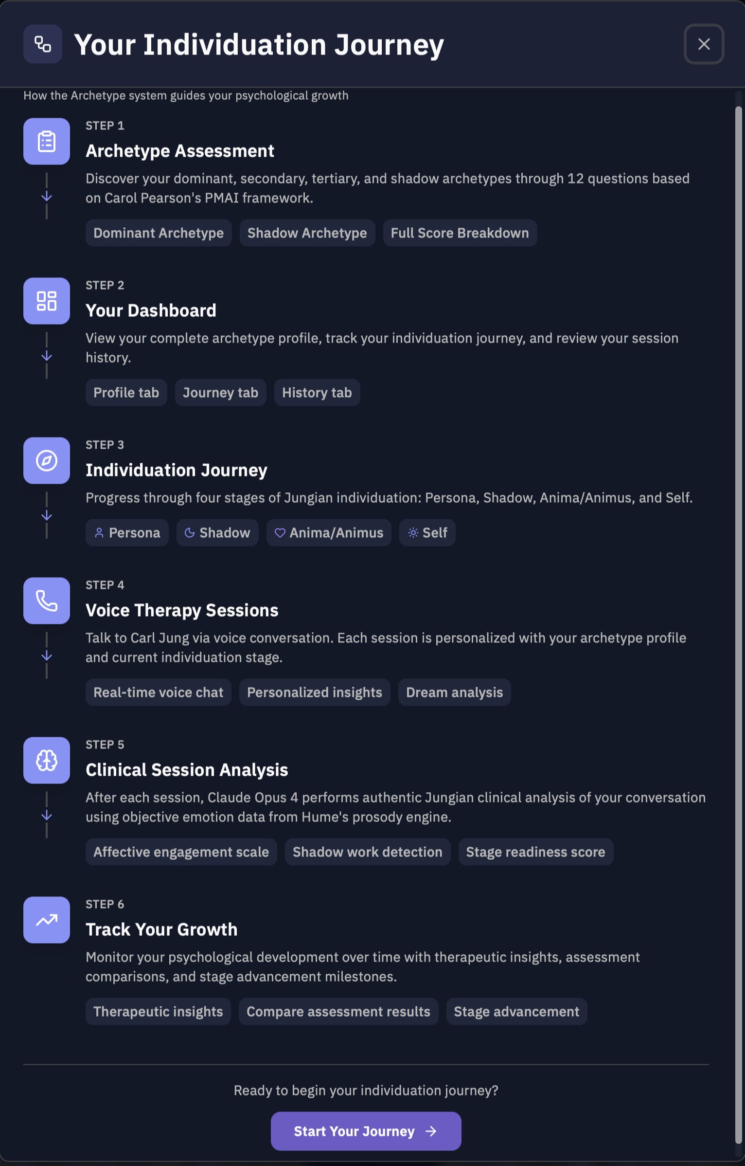 Archetype workflow from Assessment through Clinical Analysis to Track Growth