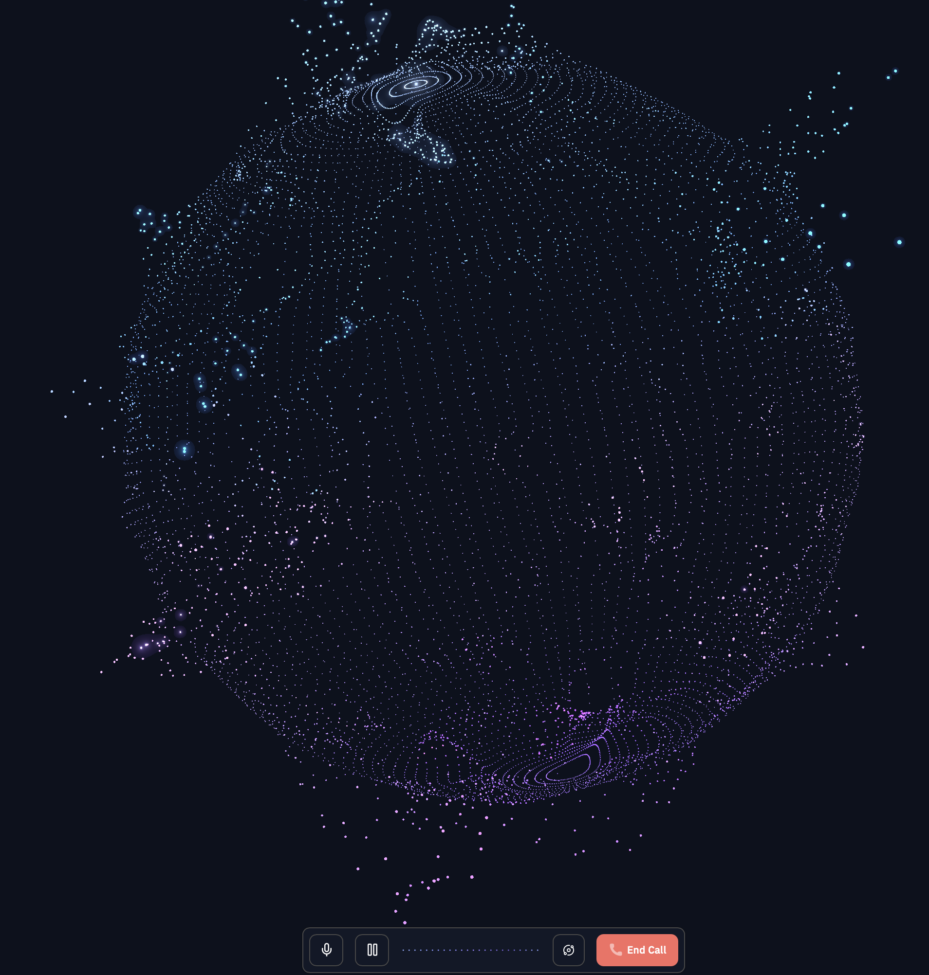 HumeChat voice session interface with real-time audio visualizer and emotion detection