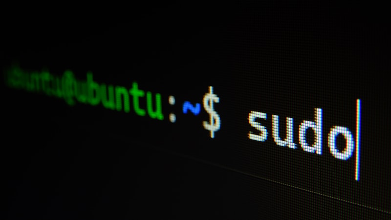 Ubuntu terminal prompt on a dark screen about to execute a sudo command